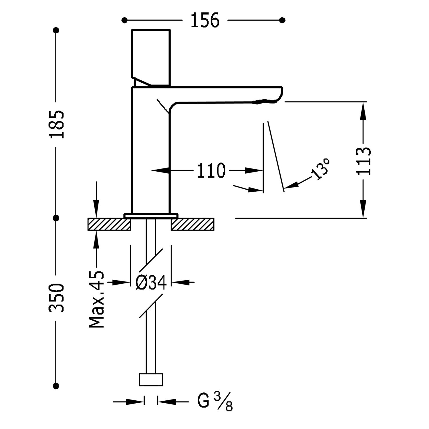 МАКСИМАЛЬНЫЙ смеситель для умывальника с одной ручкой-06110302 TRES  - Вид №1
