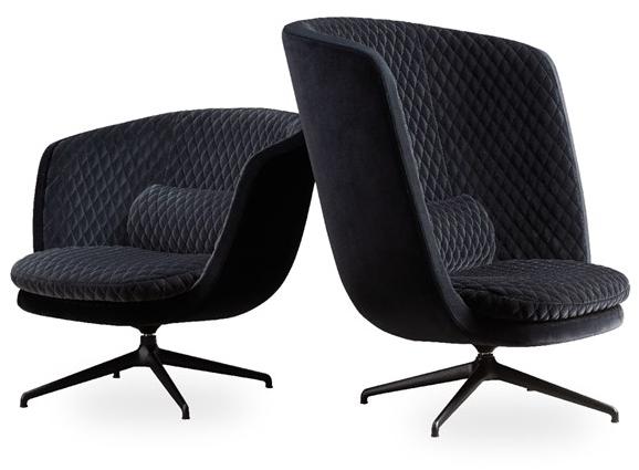 ROSSIN Кресло поворотное на козелке из ткани с высокой спинкой Cleo metal sun-id-1450921 - Вид №3