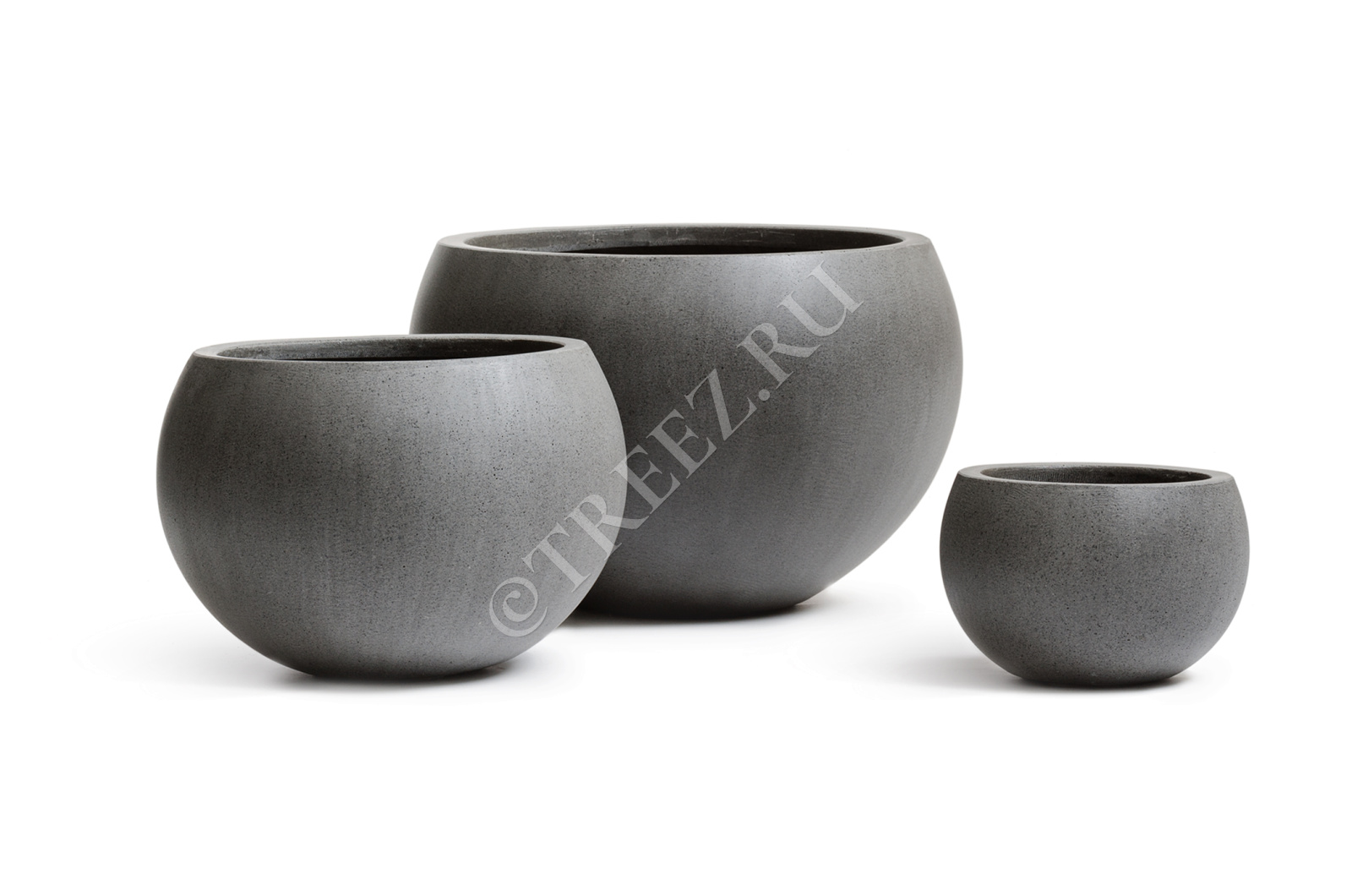 41.3318-02-018-GR-22 Кашпо  Effectory - серия Beton - Полусфера - Тёмно-серый бетон Цветочная коллекция 