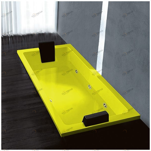 Ванна Gruppo treesse Quadra 180 V078B-SX-ZZ жёлтая с золотой фурнитурой и гидромассажем  и дезинфекцией прямоугольная встроенная левая STXV078BSXZZ
