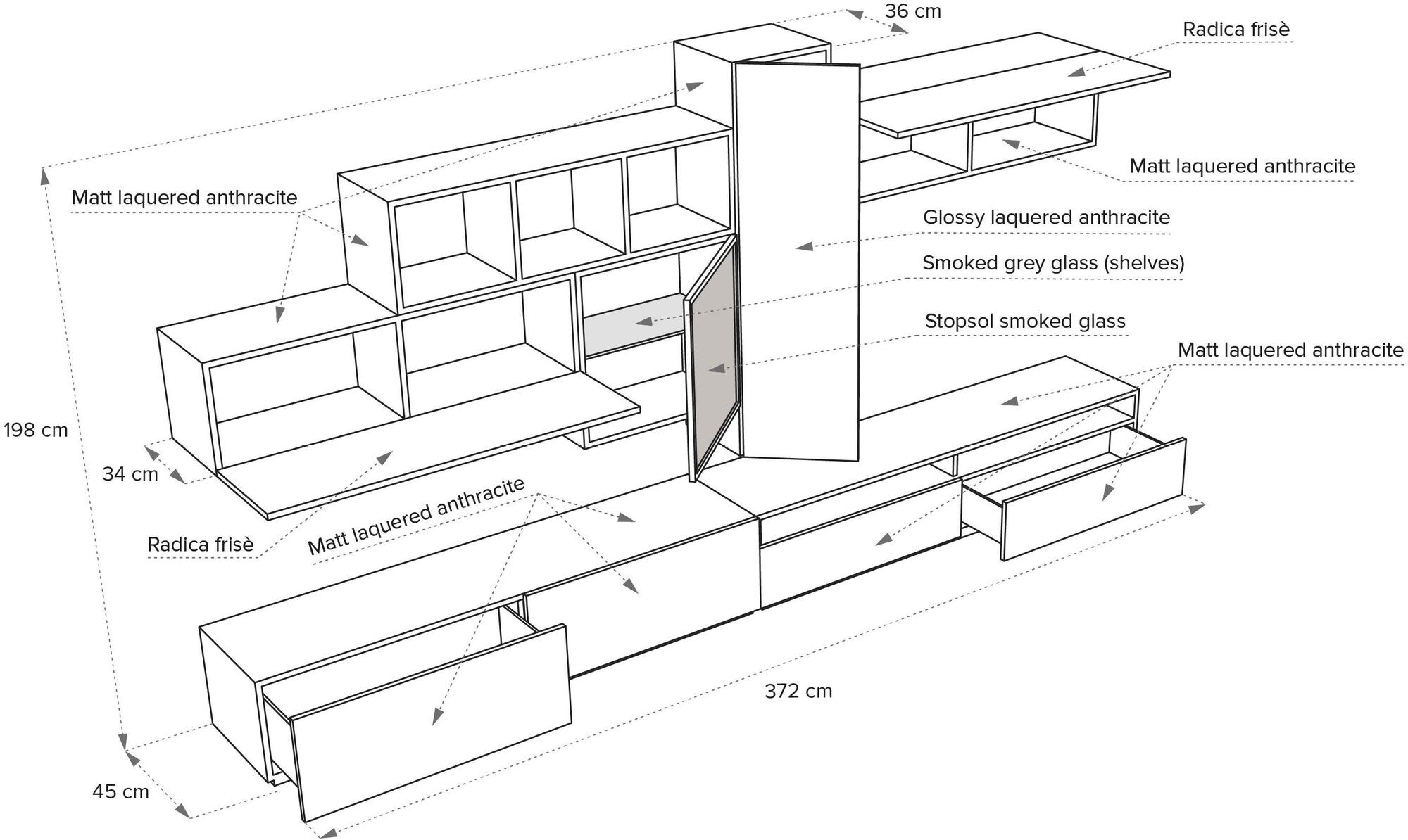 Natuzzi Модульная лакированная стенка для хранения sun-id-1395891 - Вид №7