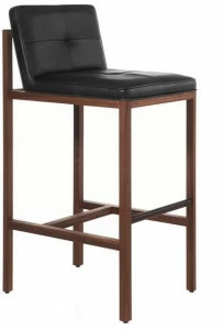 BassamFellows Барный стул, обитый кожей, со спинкой Wood frame dining Cb-543