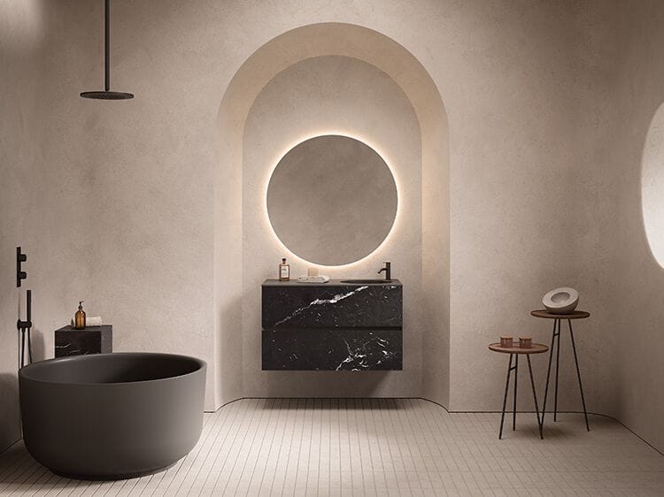 Мраморный подвесной умывальник со встроенной раковиной Inbani слой ARCH-00130412 - Вид №4