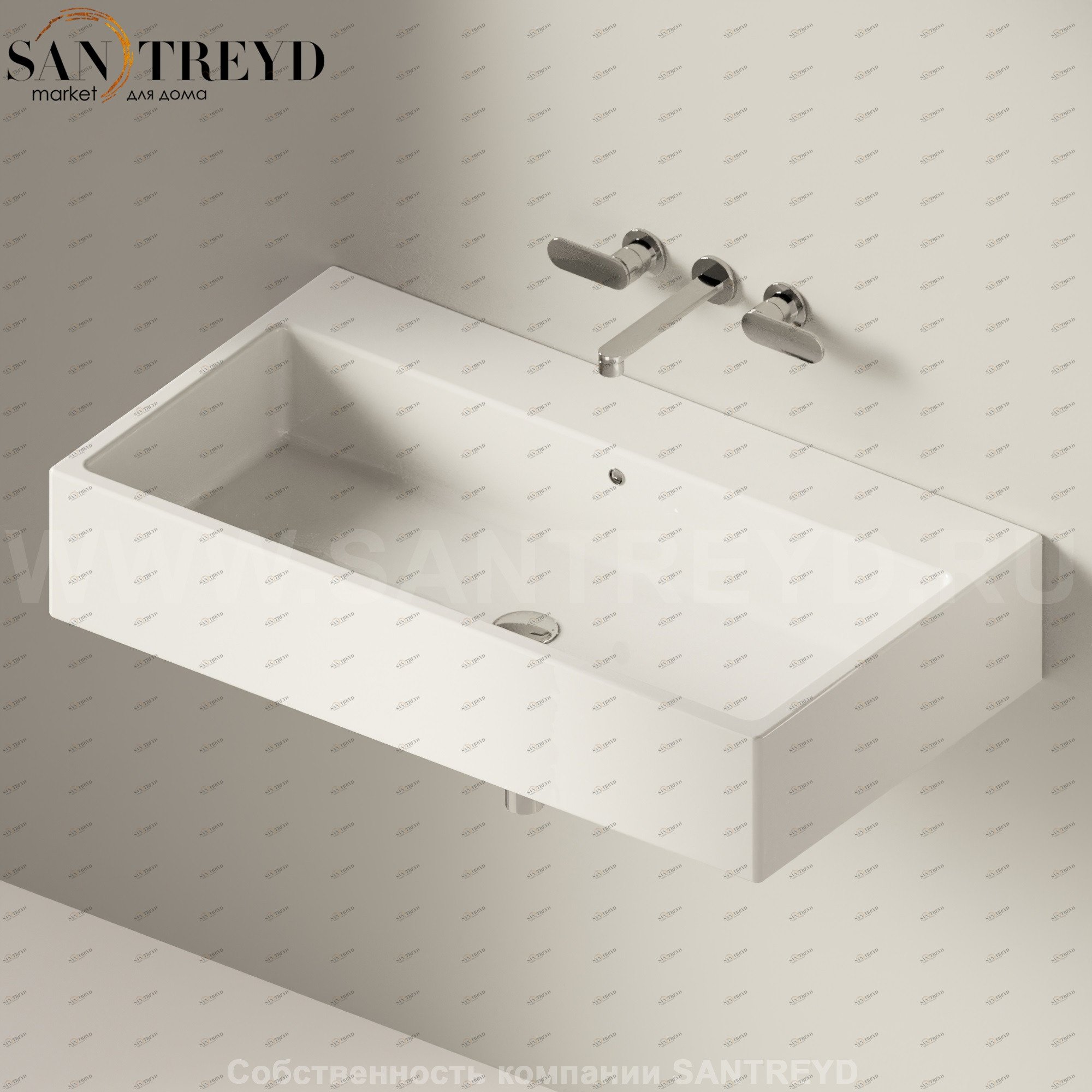 50519016 Подвесная раковина настенная прямоугольная Ceramica Flaminia Acquagrande белая