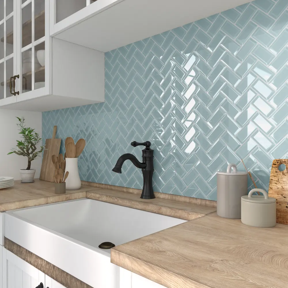 Фарфоровая мозаика ARTENS Metro в бирюзовом цвете для интерьера 82661956 STLM-0033161 - Вид №6