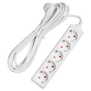 Удлинитель бытовой Skybeam 3x1.5 5 м 5 розеток с заземлением 3680 Вт цвет белый