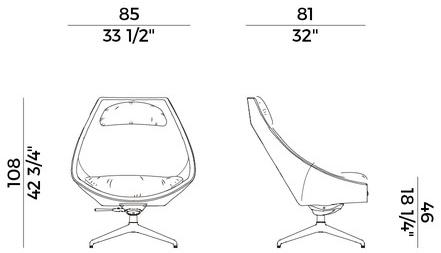 Potocco Кожаное кресло с подголовником Cut 910/plg - Вид №3