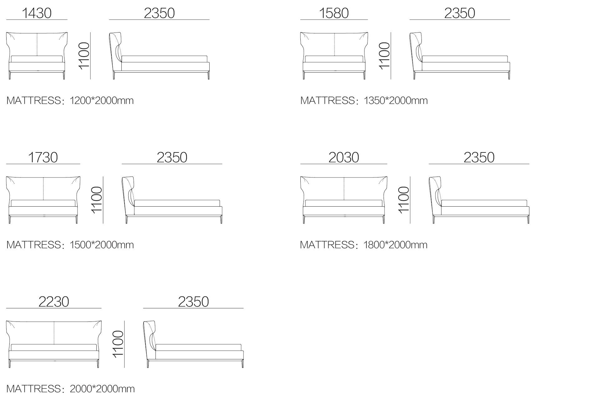 Двуспальная кровать с мягким изголовьем HC28 maison ARCH-00035675 - Вид №2
