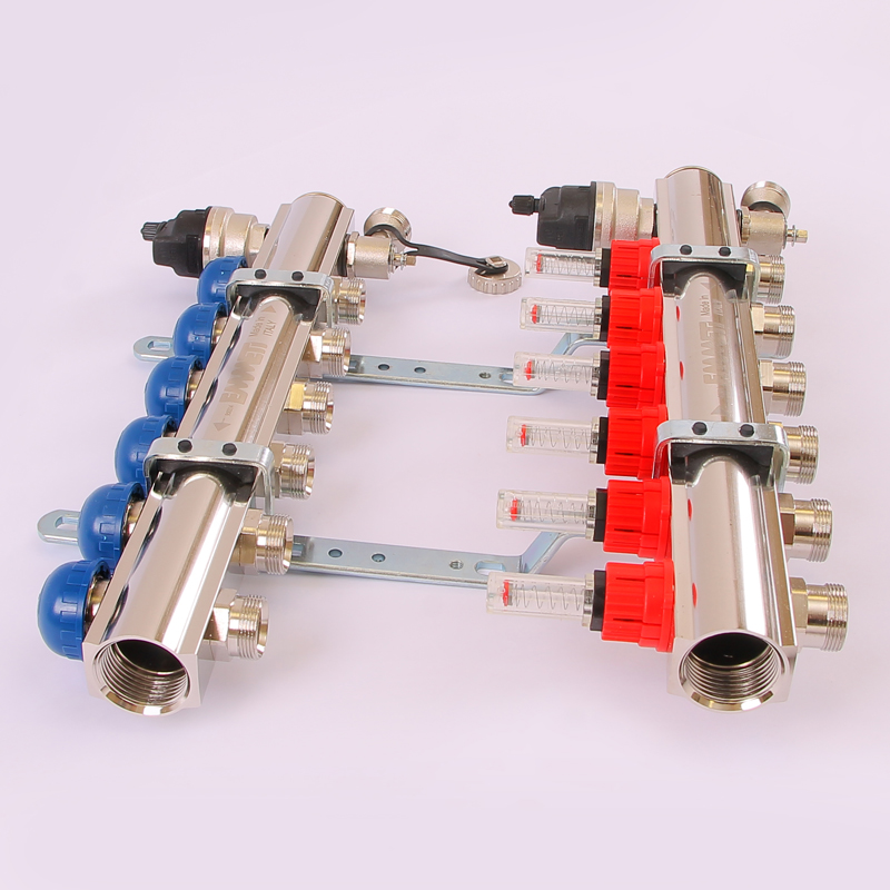 Коллекторная группа TOPWAY с термостатическими вентилями и расходомерами с метрической резьбой EMMETI 1"xM24x19 6 выходов 01298188 - Вид №2