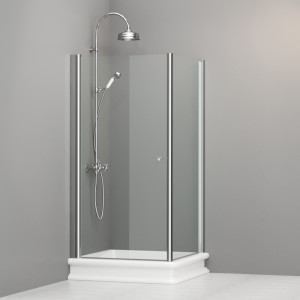 9149T0 Душевая кабина DX с распашной дверью и фиксированной боковой частью для душевого поддона квадрат 100x100, цвет Хромированный Kerasan RETRO Италия