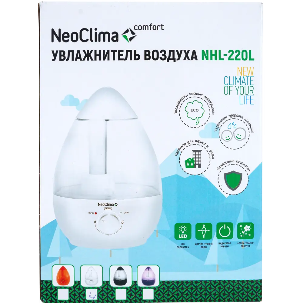 Увлажнитель воздуха ультразвуковой Neoclima NHL-220L 2.3 л с подсветкой и аромадиффузором цвет белый 16288619 STLM-2177161  - Вид №3