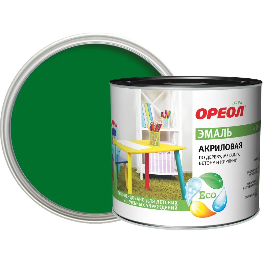 Эмаль акриловая Ореол глянцевая цвет зелёный 1.9 кг 84439806 STLM-2168605 