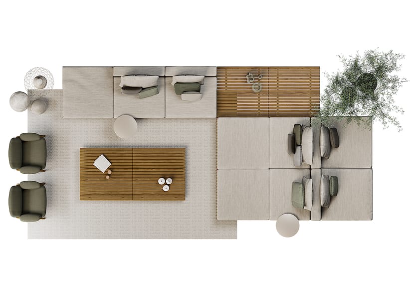 Секционный садовый диван с водоотталкивающими подушками TRIBÙ Vis à vis ARCH-00106248 - Вид №24