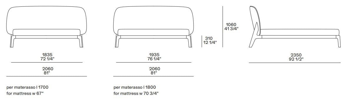 Двуспальная кровать из ткани с мягким изголовьем Poliform Curve ARCH-00108848 - Вид №5