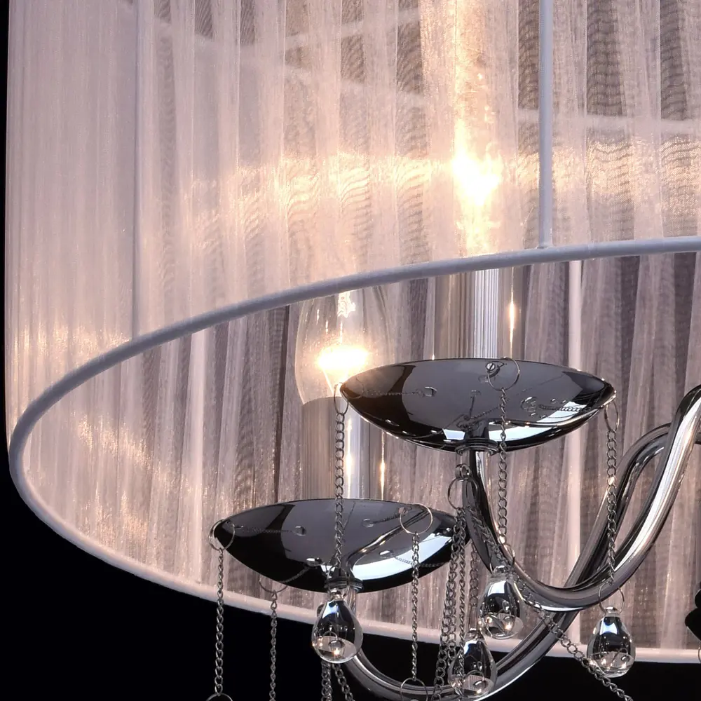 Люстра Нора 5xE14x60 Вт, металл/текстиль, цвет хром/белый MW-Light STLM-2124831 - Вид №5