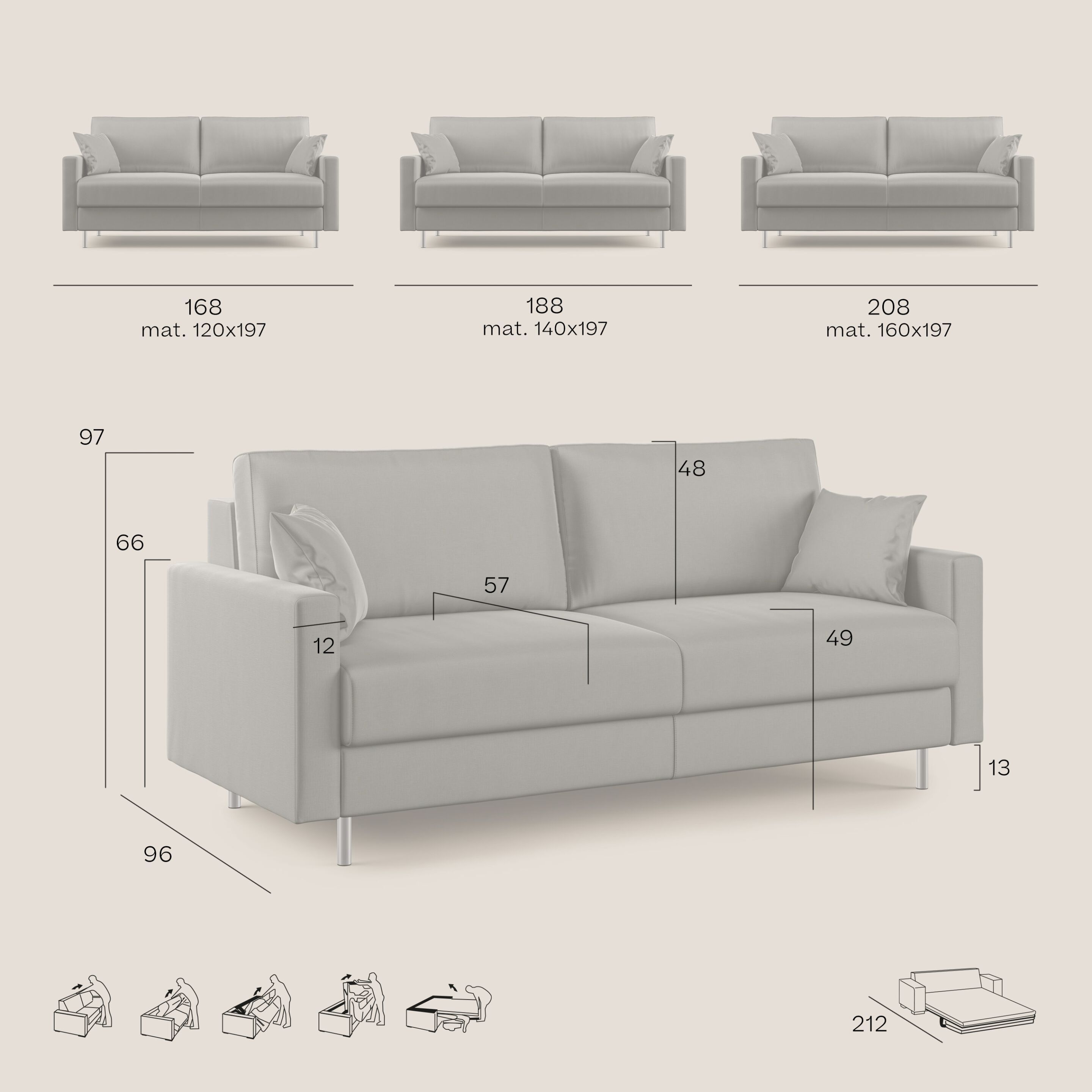 Ткань раскладной диван-кровать Divani.Store ANDROMEDA ARCH-00084557 - Вид №6