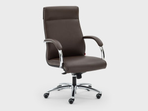 Кожаное офисное кресло руководителя с 5 спицами подголовник