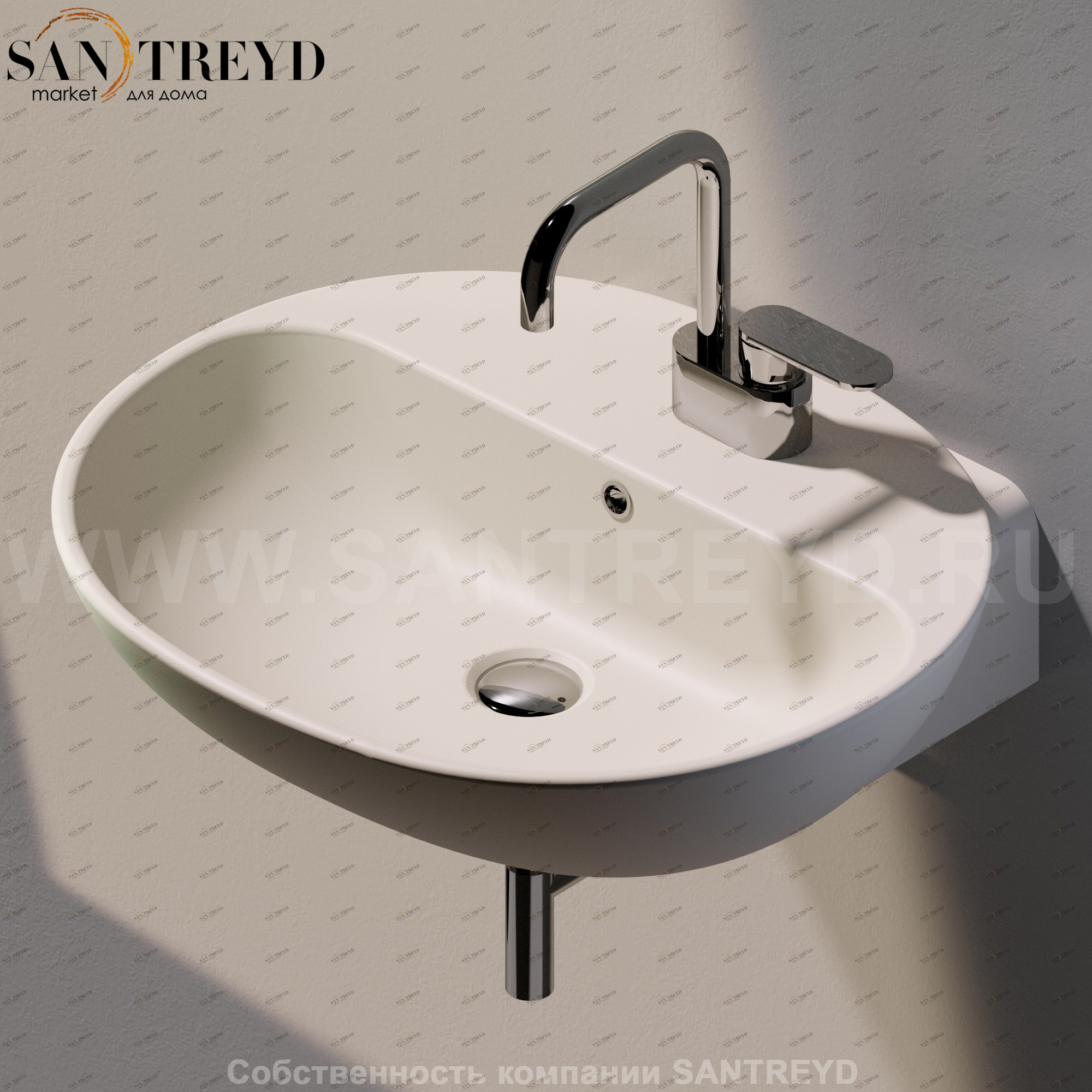 ND5083.9003 Подвесная раковина настенная овальная Ceramica Flaminia Nuda бежевая