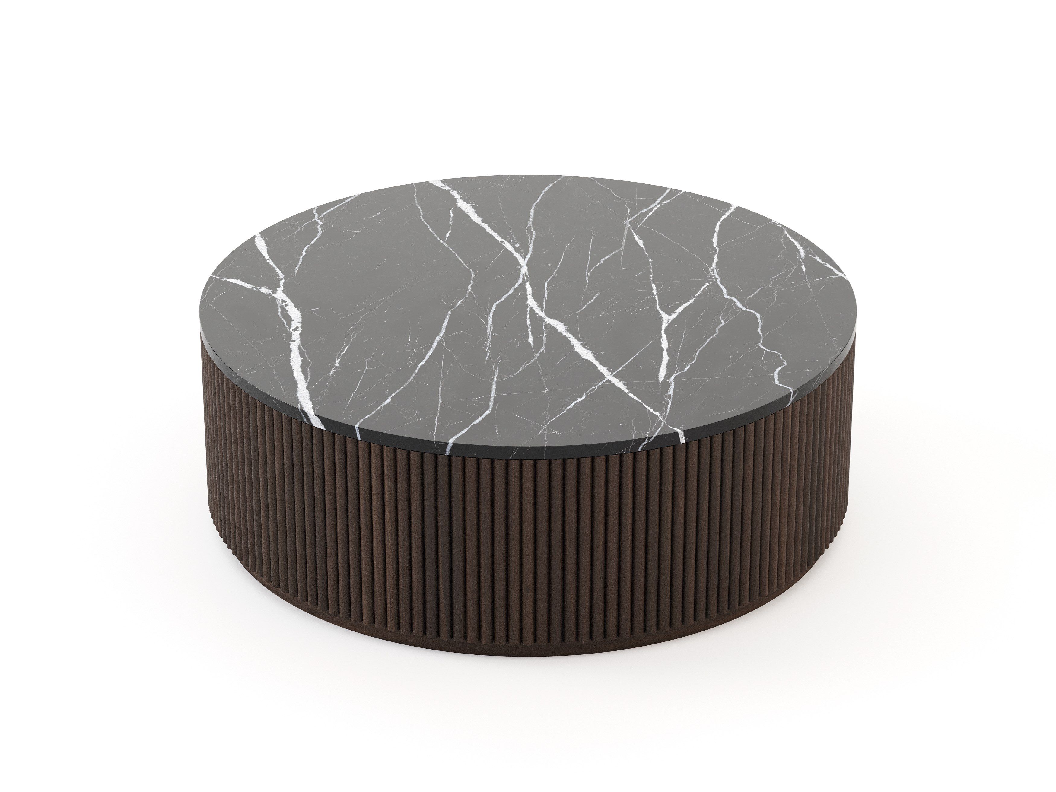 Деревянный круглый низкий журнальный столик Stylish Club медь ARCH-00061345