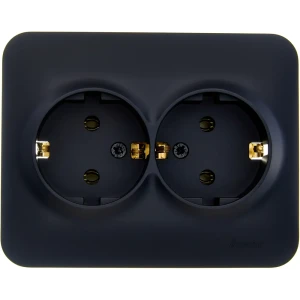 Розетка двойная встраиваемая Lezard Asti с заземлением цвет черный бархат