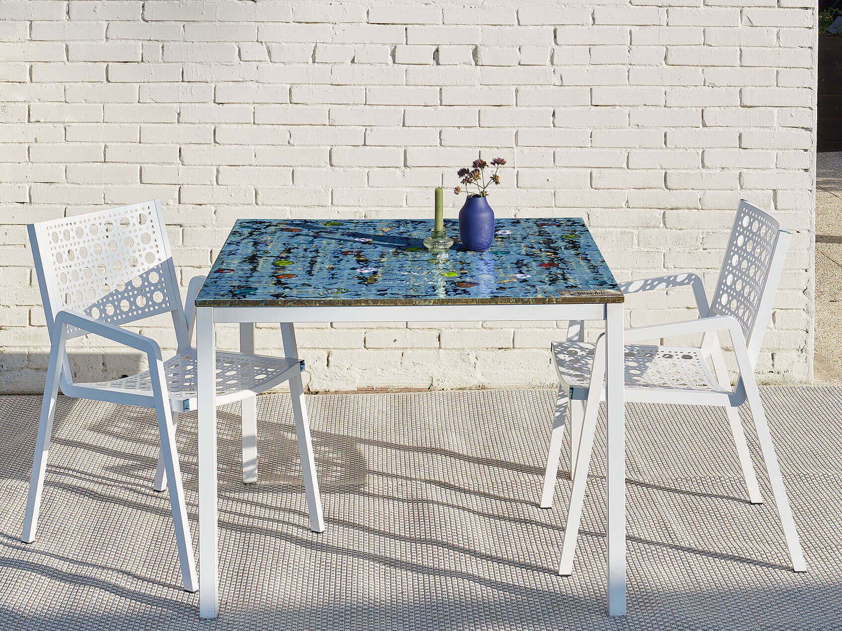 Квадратный стол из фаянса и нержавеющей стали DOMIZIANI современный ARCH-00107611