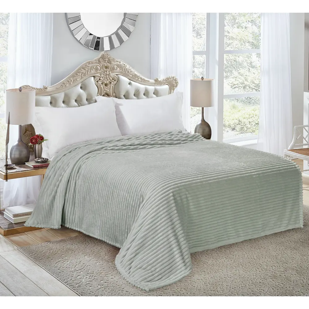 СТОЛИЦА ТЕКСТИЛЯ Плед Strips - уютный серый велсофт для дома и отдыха 89312862 STLM-1034138 - Вид №3