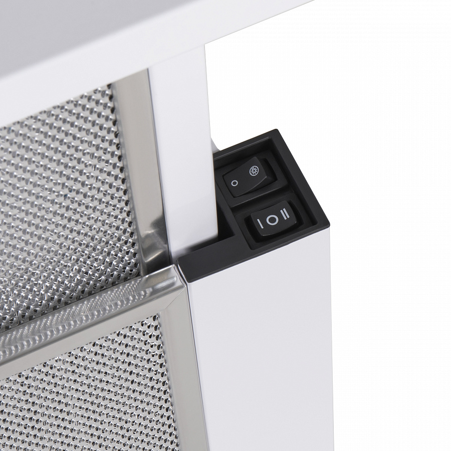 VS LIGHT 60 WHITE Вытяжка vs light 60 белый/ • тип: встраиваемая • цвет: белый • управление: колыбельное • ширина, мм: 600 • полная потребляемая мощность, вт: 140• количество скоростей: 2 • максимальная производительность, м3/ч: 480• диаметр воздуховода Santreyd  - Вид №13