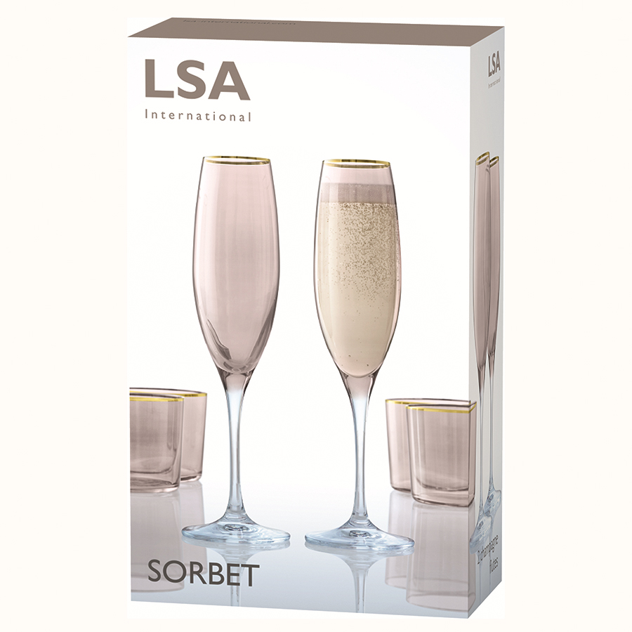 G978-08-208 Набор из 2 бокалов флейт для шампанского sorbet 225 мл коричневый LSA International  - Вид №4