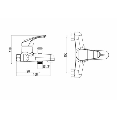 OneLife by Orange P01-100cr однозахватный полимерный смеситель для ванны/душа Хром sun-id-1517334 - Вид №1
