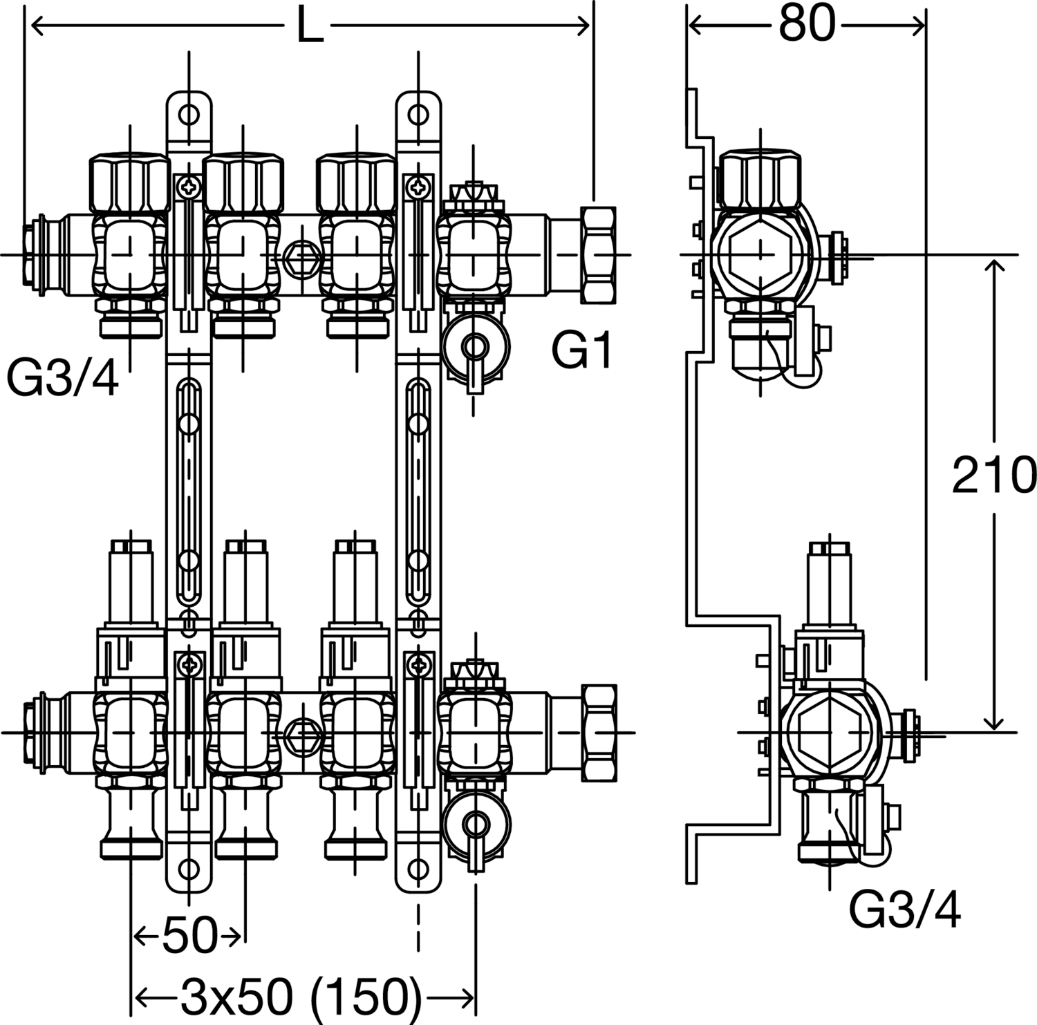 696 054 1) Модель 1005 Трубопроводные системы  Fonterra панельное отопление  Коллекторы  Нержавеющая сталь Santreyd  - Вид №2