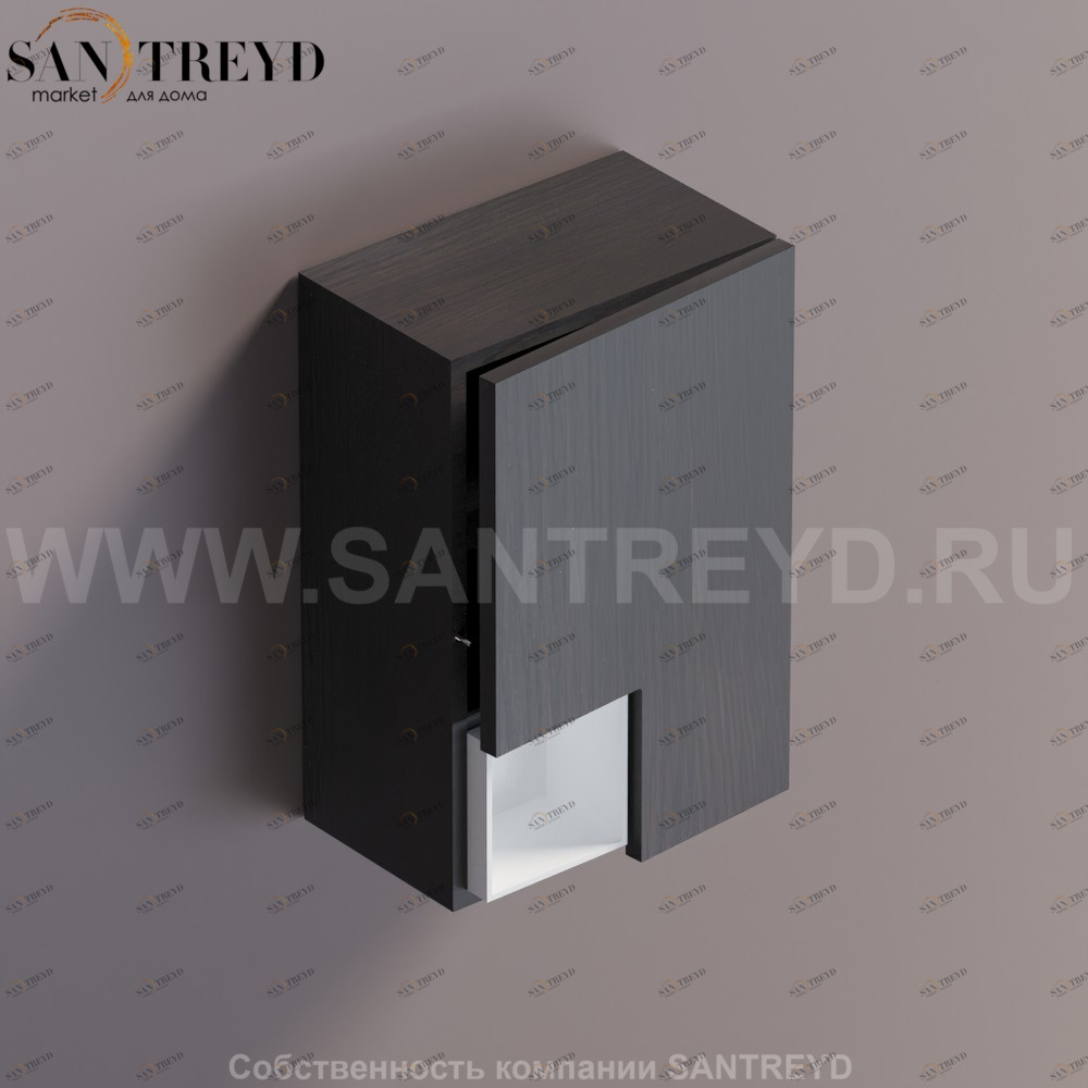 FLAT V Подвесной шкаф с мыльницей с петлями справа. Отделка: темный дуб. AFXMO239042RWRW Agape