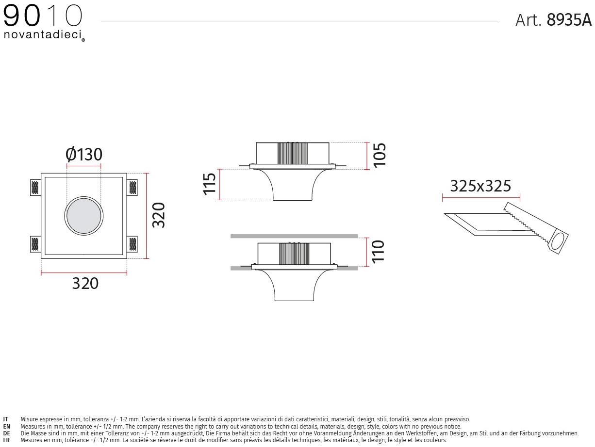 9010 novantadieci Полувстраиваемый потолочный светильник led из cristaly®  8935a  - Вид №2