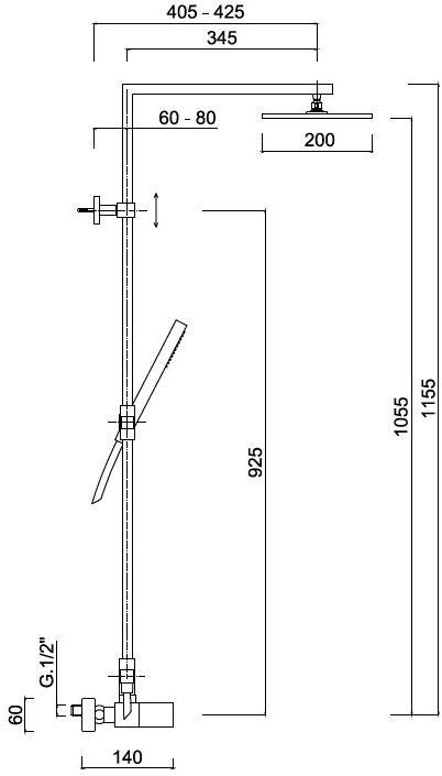 Rubinetteria Giulini Настенная душевая стойка с душевой лейкой Pablolux sun-id-1412991 - Вид №1