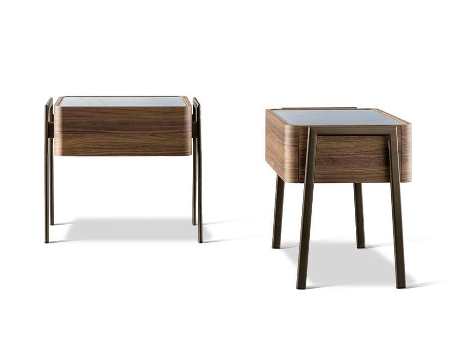 Прямоугольная тумбочка из дерева и мрамора BONALDO PARTOUT ARCH-00005180