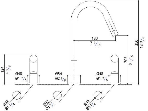 MGS Смеситель для умывальника из нержавеющей стали на 3 отверстия Contemporary sun-id-1453753 - Вид №3