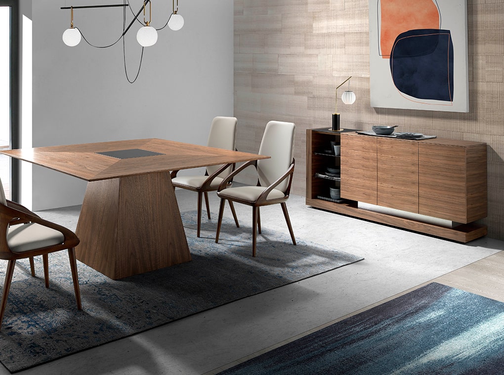 098830 Сервант MK1317A ореховый с черным стеклом Angel Cerda  - Вид №2