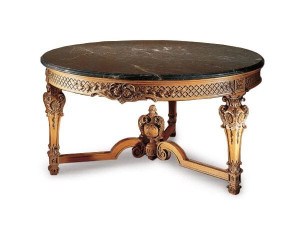 Круглый дубовый стол и мраморная столешница