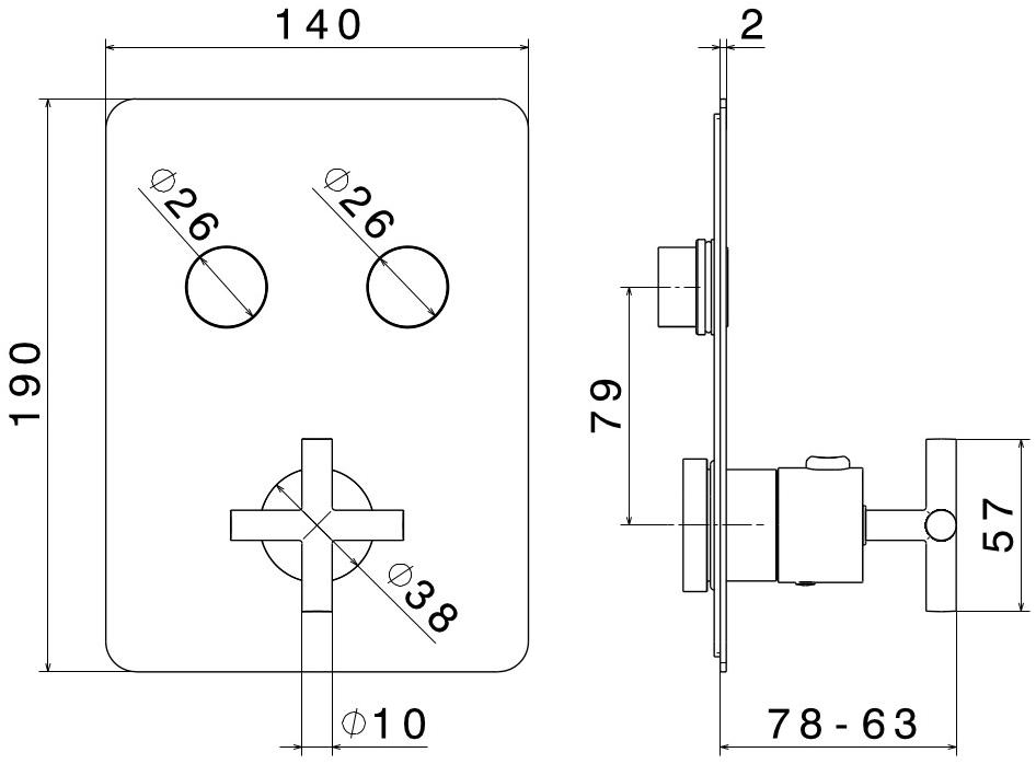 newform Смеситель для душа встраиваемый термостатический с переключателем Blink sun-id-1407372 - Вид №8