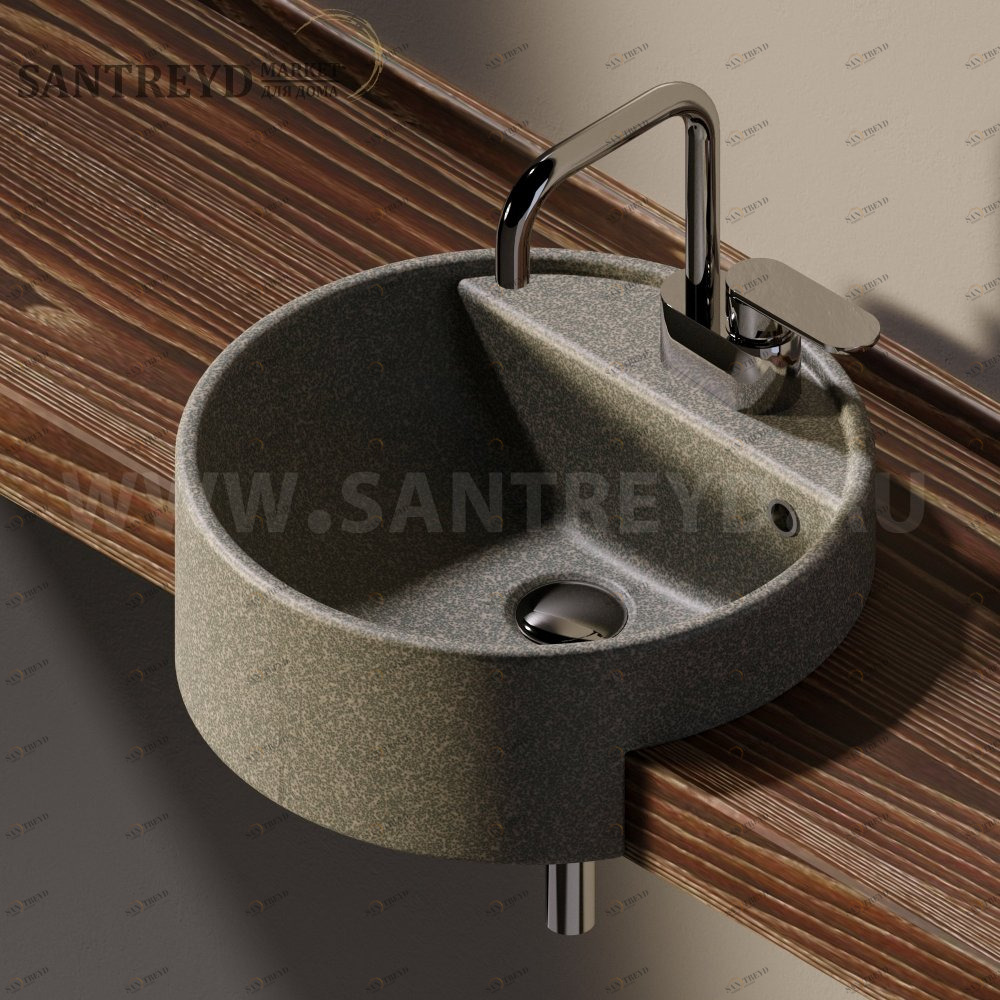 5054-42.7037 Полувстраиваемая раковина консольная 50 см серая Flaminia Twin Ceramica Flaminia 5054427037