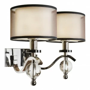 Бра с абажуром на 2 лампы коричневое Malibu W2335-2 Nic ILAMP MALIBU 00-3949165 Коричневый;никель