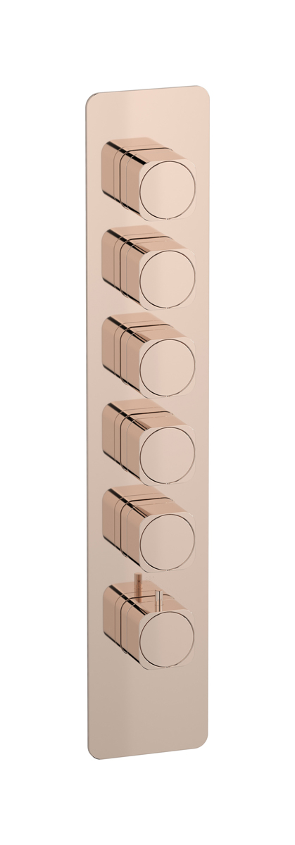 External part of thermostatic 5 ways, square plate, vertical, soft handle WE ARE IB eua516rsneo_1 Rose Gold Aqua