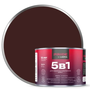 ЛАКРА Грунт-эмаль 5 в 1 для металла и дерева, шоколадно-коричневый 0.4 л 89410856