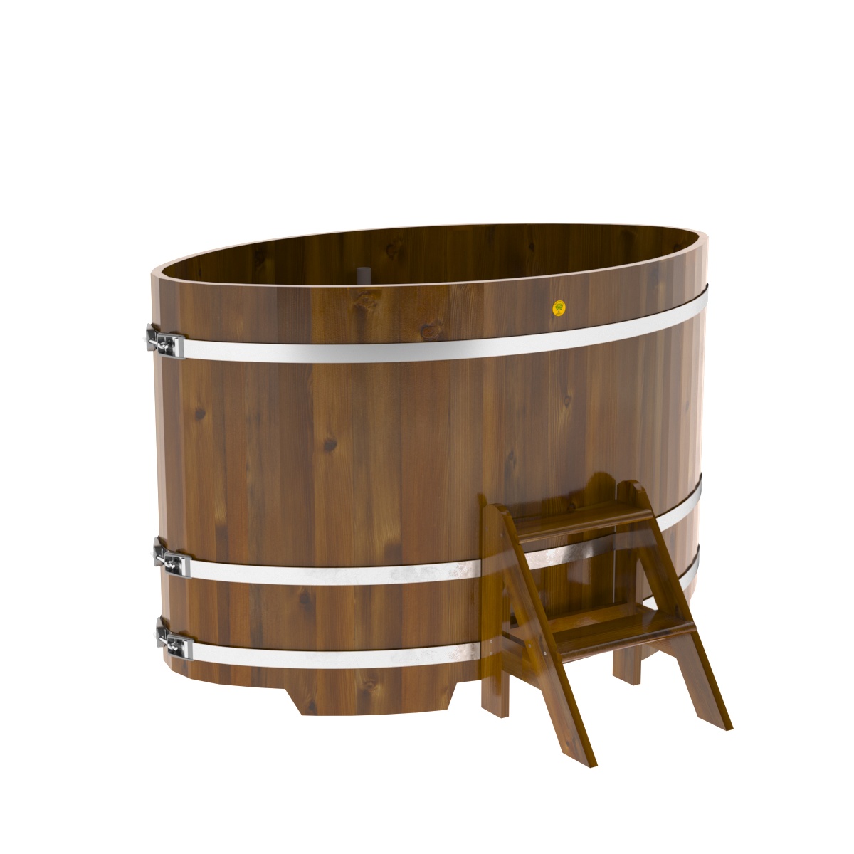 2281 Купель овальная из лиственницы Рустик 1,02х1,68х1,1 морёная Alyarus  - Вид №1