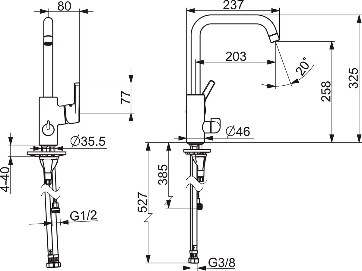 Oras 3936FH Смеситель для кухни с клапаном 3936FH Saga Style Хром  - Вид №1