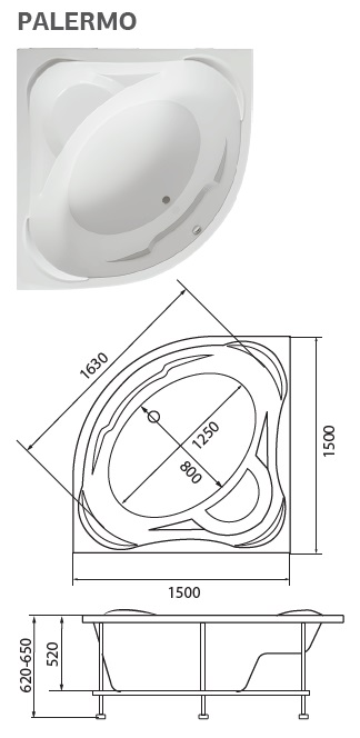 04960 Ванна 1Marka PALERMO 150x150 1 Marka PALERMO  - Вид №2