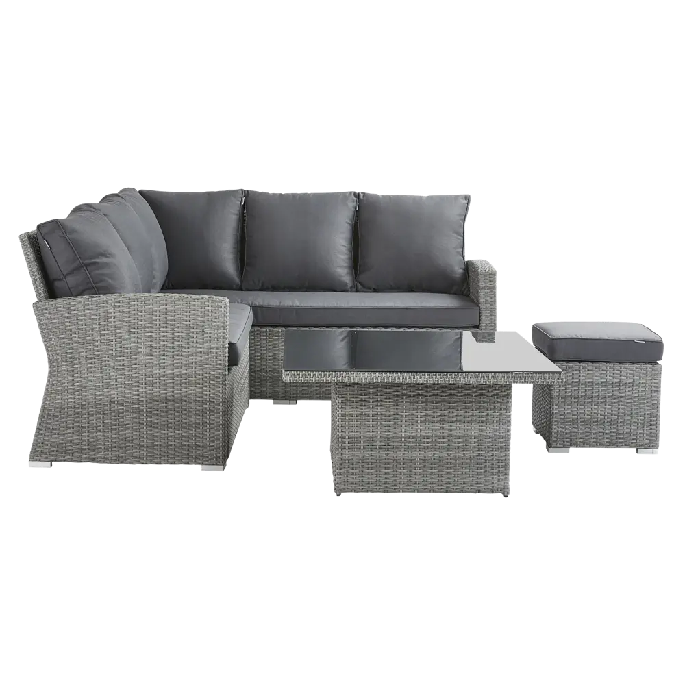 Набор садовой мебели Naterial Davos угловой алюминий/стекло серый: диван, стол и пуф STLM-2088703 - Вид №1