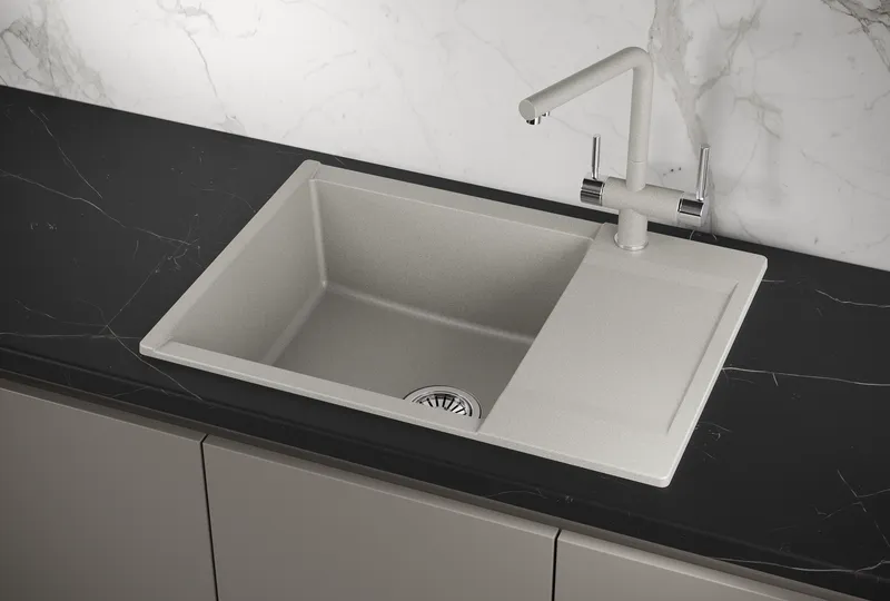 ES-7003, БАЗАЛЬТ, кухонная мойка, кварц, ESTETICA GRANULA 7003-ST245 - Вид №1