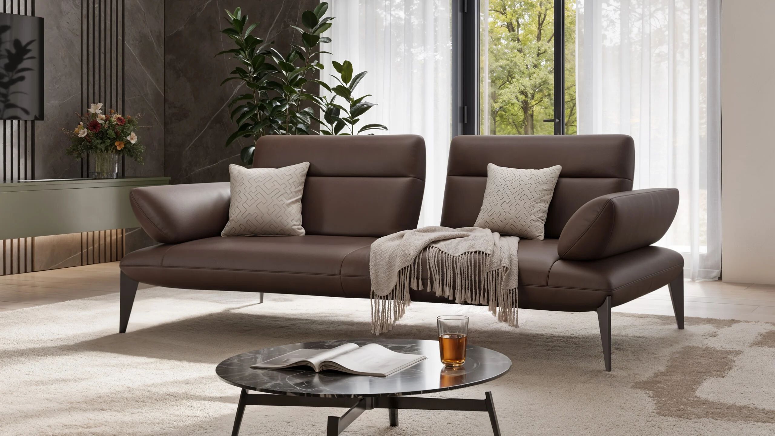 3-местный кожаный линейный диван Sofanella Лацио ARCH-00077786 - Вид №3