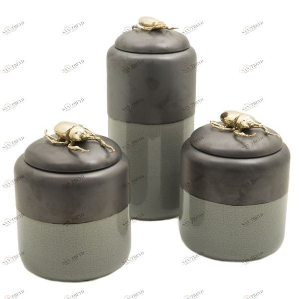 Ваза керамическая серая 22 см "Скарабей" UNICO ДИЗАЙНЕРСКИЕ 255450 Серый;черный 