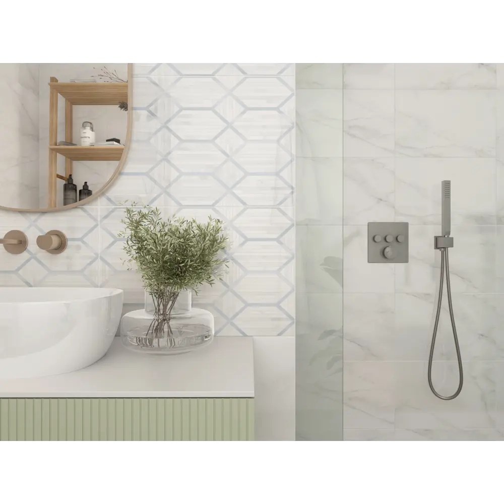 Плитка настенная Шахтинская Плитка Восток 02 25x40 см 1.4 м² глянцевая цвет белый мрамор рисунок STLM-2192158 - Вид №6